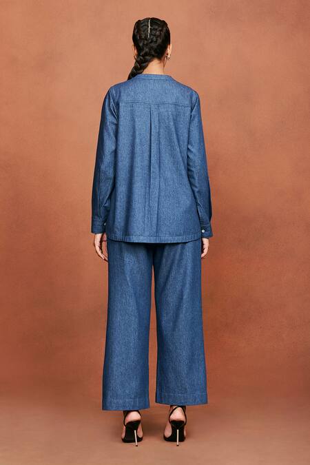 Sue Mue Niya Floral Bunch Embroidered Shirt & Pant Set 