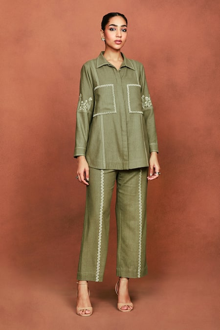 Sue Mue Sufi Embroidered Top & Pant Set 