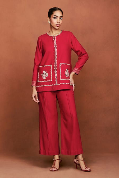 Sue Mue Boha Bead Embroidered Shirt & Pant Set 