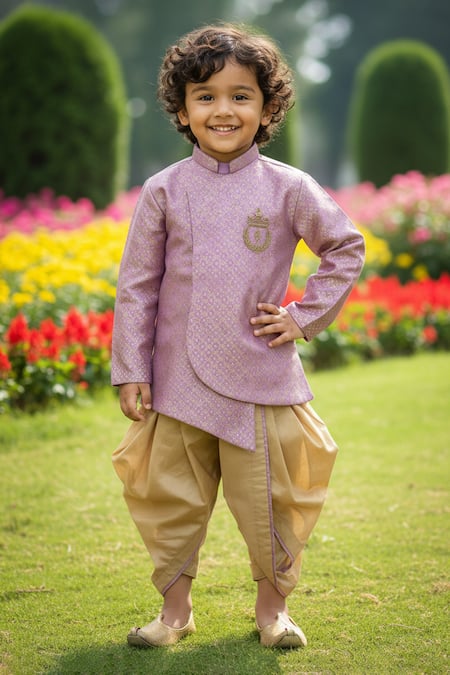Maaikid Overlap Sherwani With Dhoti Pant 