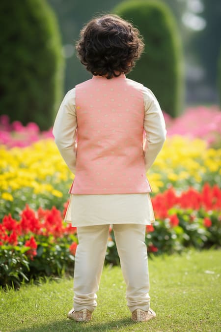 Maaikid Woven Bundi & Kurta Set 