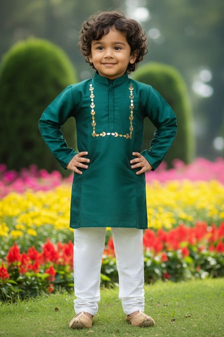 Maaikid Mirror Embroidered Kurta & Churidar Set 