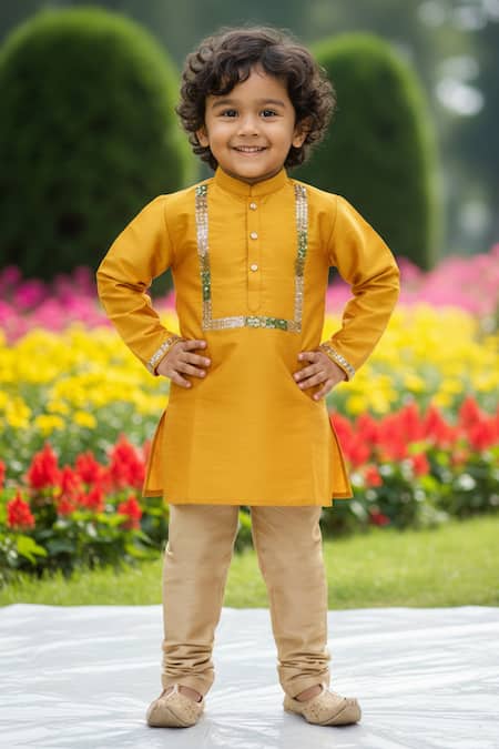 Maaikid Hand Embellished Kurta & Churidar Set 