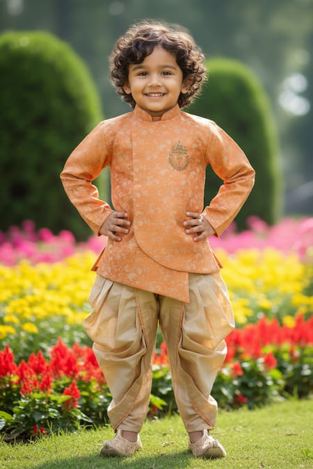 Maaikid Overlap Sherwani With Dhoti Pant