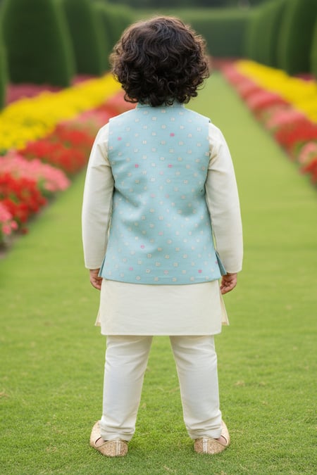 Maaikid Floral Pattern Bundi Kurta Set 