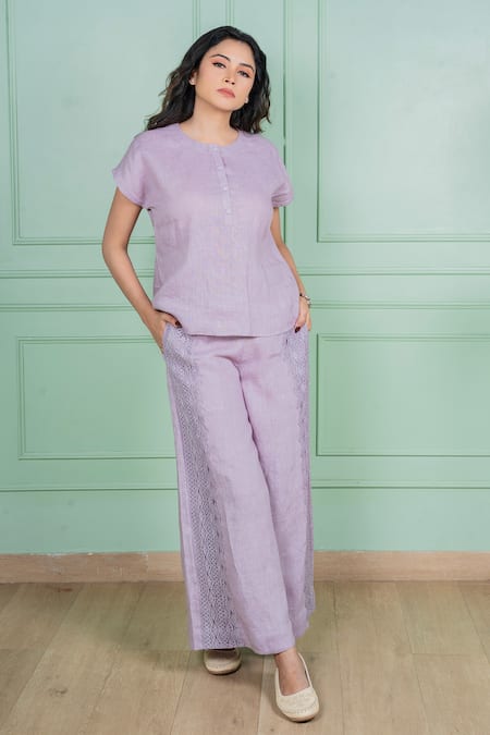 Gothilo Orchid Linen Top & Pant Set 
