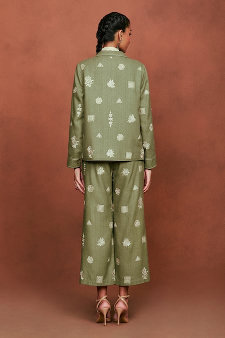 Sue Mue Zaa Tribal Embroidered Blazer & Pant Set 