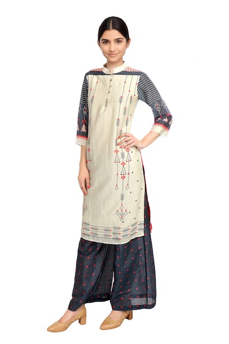 Soup By Sougat Paul Chanderi printed kurta with palazzo pants 