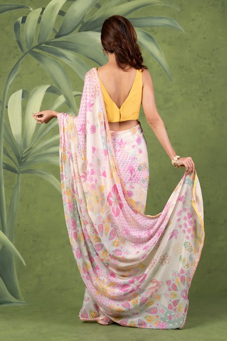 Sandhya Shah Opulent Printed Pre-Draped Saree With Blouse 