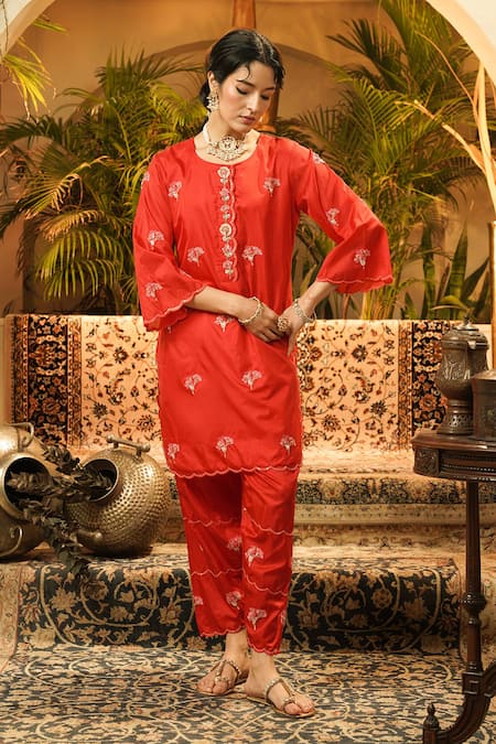 Surabhi Arya Silk Hand-Embroidered Kurta & Pant Set 