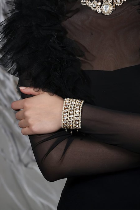 Joules By Radhika Regal Allure Pearl Mesh Bracelet 