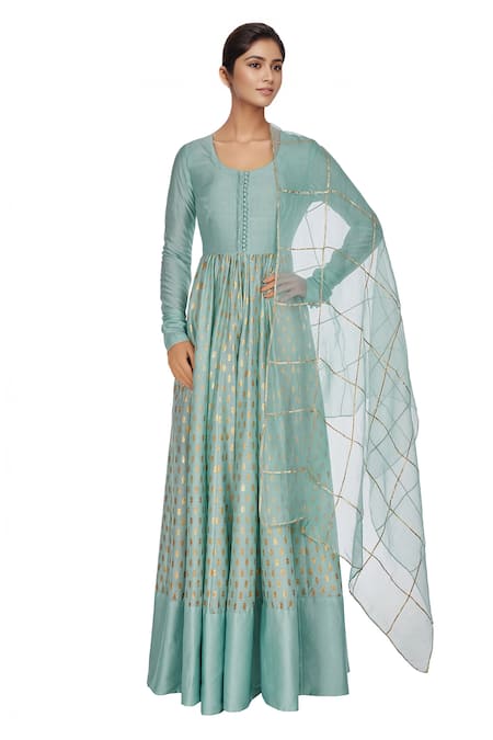 Neha Khullar Foil printed chanderi silk anarkali set 