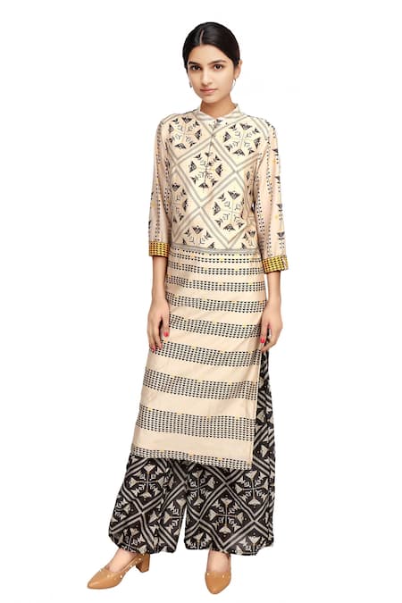 Soup By Sougat Paul Cream printed  chanderi kurta set 