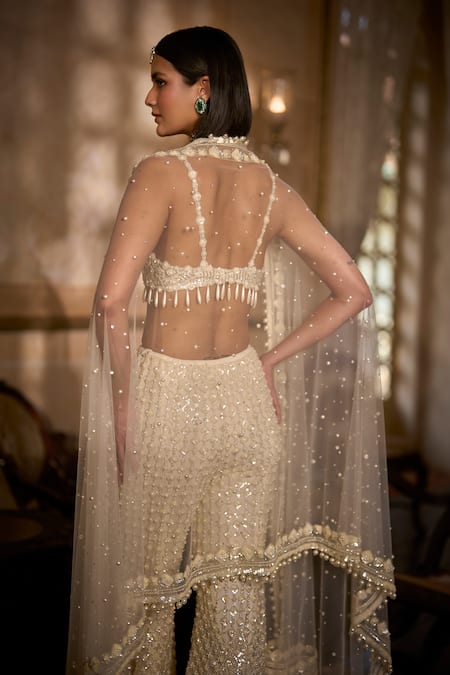 Seema Gujral Cream Sequin Embroidered Sharara Set 