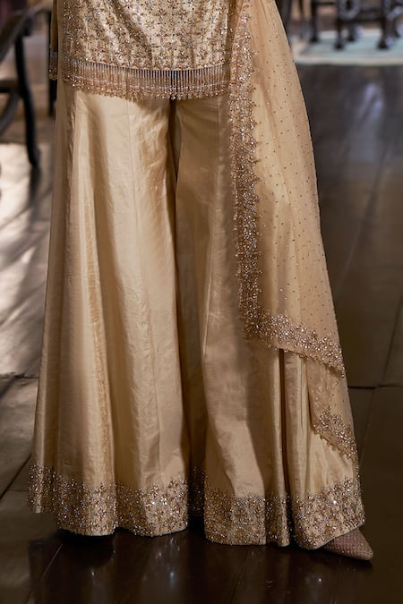 Buy Seema Gujral Gold Tissue, Silk Stones, Sequins, Crystals, Embroidered Kurta Sharara Set Online at Aza Fashions Buy_Seema Gujral_Gold Tissue, Silk Stones, Sequins, Crystals, Embroidered Kurta Sharara Set _Online_at_Aza_Fashions