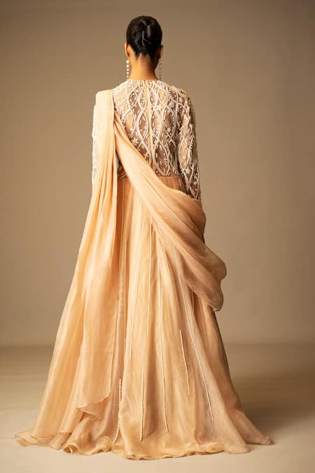 Vivek Patel Embellished Blouse With Lehenga Saree 