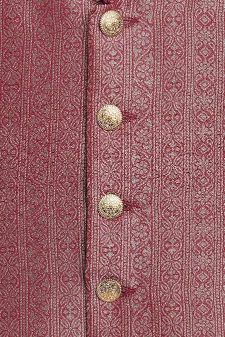 Buy Tiber Taber Maroon Brocade, Viscose Studs Floral Woven Bundi Online at Aza Fashions Buy_Tiber Taber_Maroon Brocade, Viscose Studs Floral Woven Bundi _Online_at_Aza_Fashions