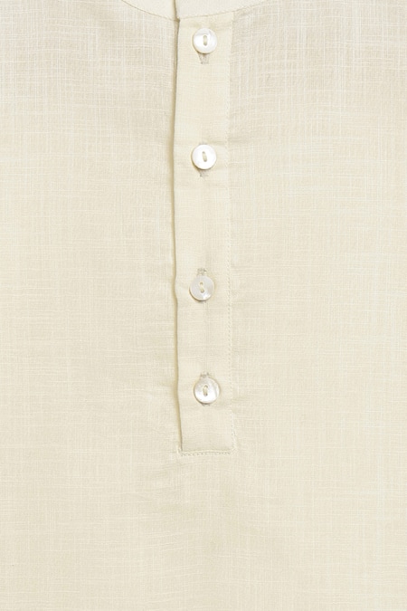 Shop_Tiber Taber_Cream Viscose, Brocade, Cotton Floral Woven Sherwani Set 