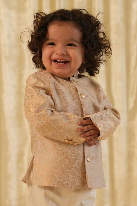 Tiber Taber Floral Woven Bandhgala With Pant 