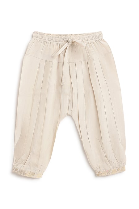 Buy_Tiber Taber_Cream Brocade, Viscose Lace, Studs Floral Woven Kurta With Salwar _Online_at_Aza_Fashions