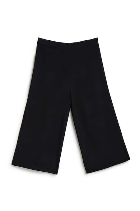 Tiber Taber_Gold Viscose, Brocade Bows Floral Woven Top With Culottes _Online_at_Aza_Fashions