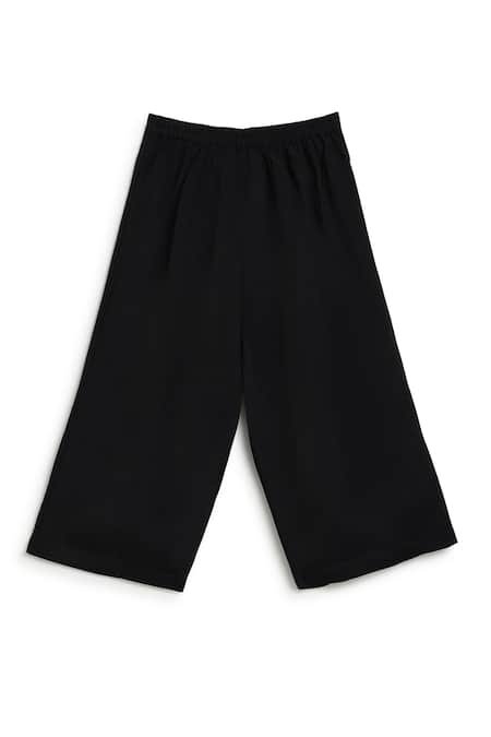 Buy_Tiber Taber_Gold Viscose, Brocade Bows Floral Woven Top With Culottes _Online_at_Aza_Fashions