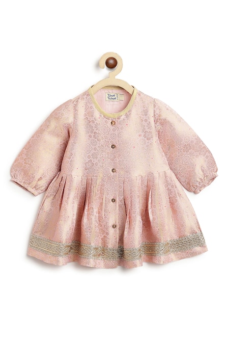 Buy_Tiber Taber_Pink Brocade, Viscose Lace, Studs Floral Woven Kurta With Salwar 