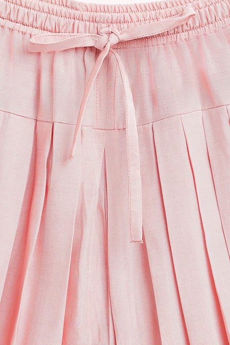 Shop_Tiber Taber_Pink Brocade, Viscose Lace, Studs Floral Woven Kurta With Salwar 