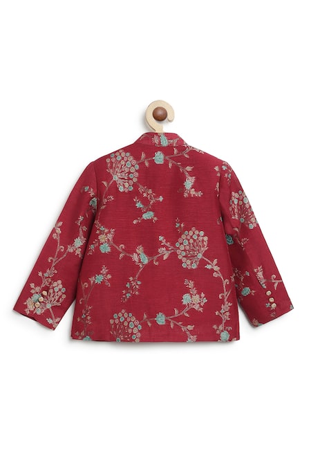 Tiber Taber Floral Woven Bandhgala 