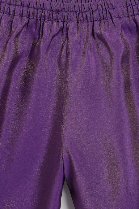 Tiber Taber_Purple Viscose, Brocade, Polyester Lace Woven Bodice Kurta With Salwar _at_Aza_Fashions