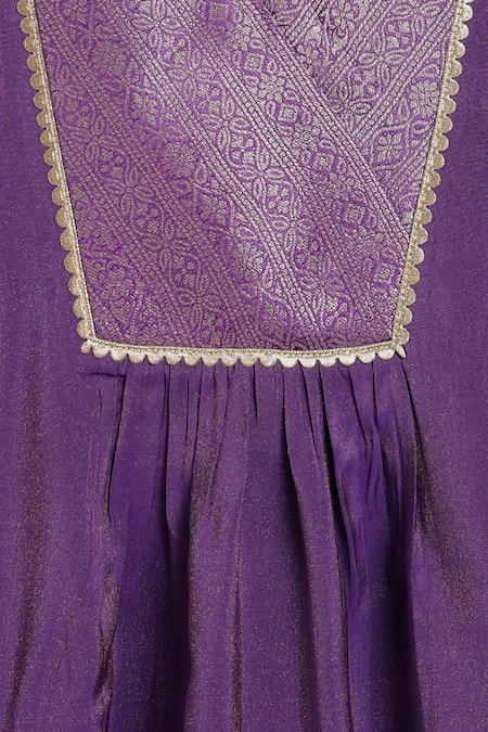 Shop_Tiber Taber_Purple Viscose, Brocade, Polyester Lace Woven Bodice Kurta With Salwar 