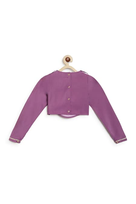 Buy_Tiber Taber_Purple Viscose, Brocade, Polyester, Silk Lace, Tassels Flared Lehenga Set _Online_at_Aza_Fashions