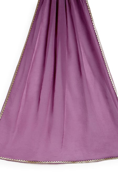 Buy_Tiber Taber_Purple Viscose, Brocade, Polyester, Silk Lace, Tassels Flared Lehenga Set 