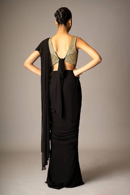 Vivek Patel Zar Pre-Draped Saree With 3D Work Blouse 