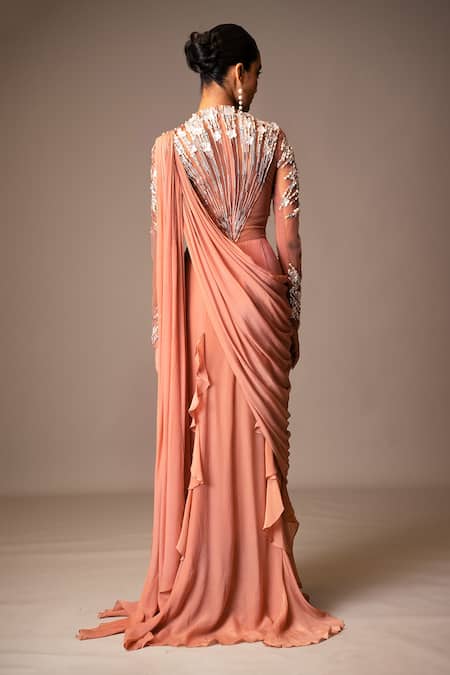 Vivek Patel Aurel Embellished Ruffle Saree Gown 