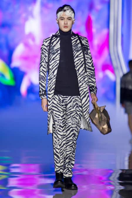 MR. Ajay Kumar Regis Animal Print Trenchcoat 