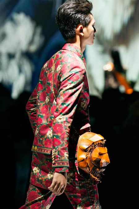 MR. Ajay Kumar Roman Double Breasted Printed Blazer 