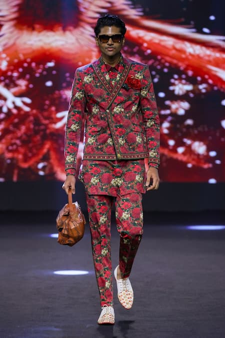 MR. Ajay Kumar Roman Double Breasted Printed Suit Set 