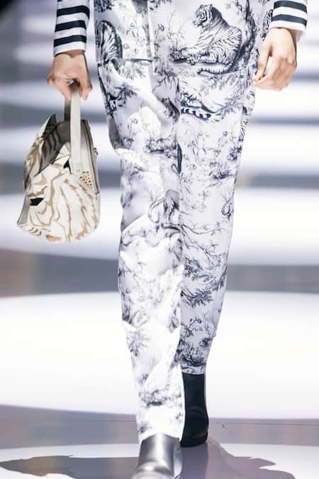 MR. Ajay Kumar_White Polyester Daryl Double Breasted Printed Suit Set _Online_at_Aza_Fashions