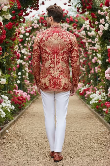 Buy MR. Ajay Kumar Red Cotton Phelix Printed Shirt Online at Aza Fashions Buy_MR. Ajay Kumar_Red Cotton Phelix Printed Shirt _Online_at_Aza_Fashions