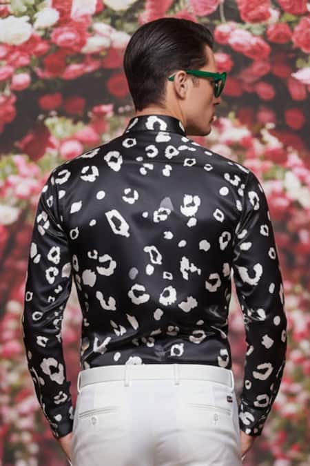 MR. Ajay Kumar Shabd Black Leopard Print Shirt 