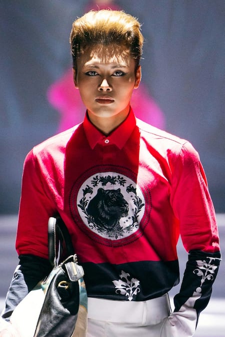 Shop MR. Ajay Kumar Multi Color Cotton Sher Signature Print Shirt Online at Aza Fashions Shop_MR. Ajay Kumar_Multi Color Cotton Sher Signature Print Shirt _Online_at_Aza_Fashions