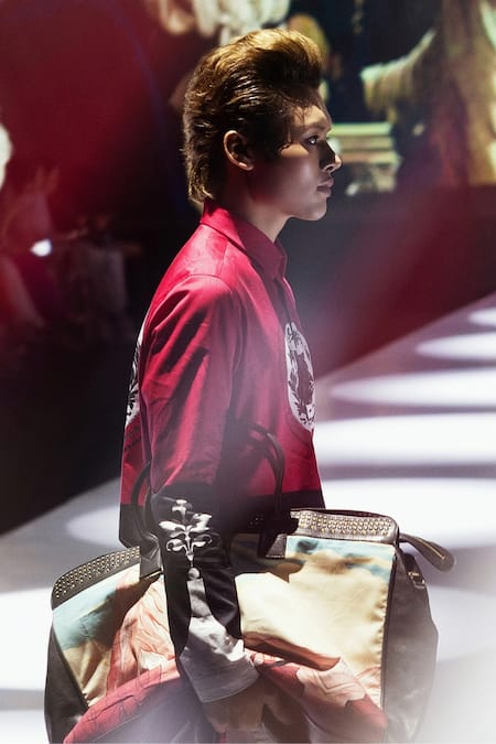 MR. Ajay Kumar Multi Color Cotton Sher Signature Print Shirt at Aza Fashions MR. Ajay Kumar_Multi Color Cotton Sher Signature Print Shirt _at_Aza_Fashions