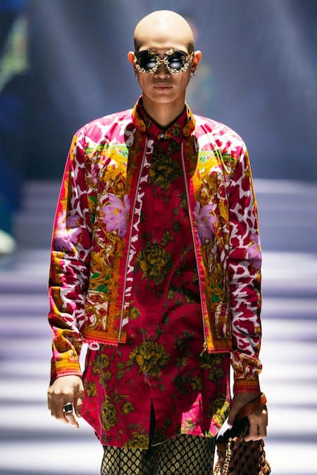 Buy MR. Ajay Kumar Pink Cotton Angkor Print Shirt Online at Aza Fashions Buy_MR. Ajay Kumar_Pink Cotton Angkor Print Shirt _Online_at_Aza_Fashions