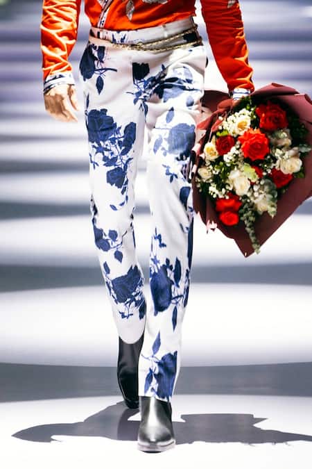 MR. Ajay Kumar Blue Rose Print Trouser