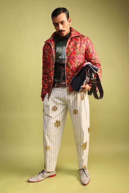 MR. Ajay Kumar Mist Phoenix Embroidered Seersucker Pant