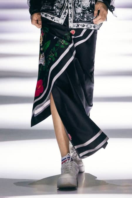 MR. Ajay Kumar Natori Black Pre-Pleated Sarong Dhoti Pant 