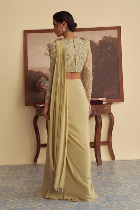 Jade By Ashima Willow Whisper Pre-Draped Saree With Blouse 