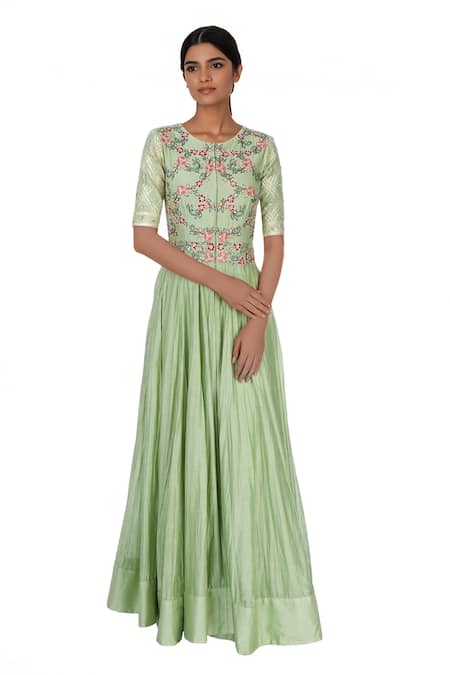 Neha Khullar Pastel green embroidered anarkali dress 