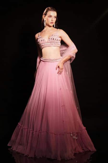 Anshika Tak Label Mirror & Pearl Embellished Lehenga Set 